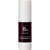 Biologi Bm Regenerate Anti-Ageing Serum 30ml in a white cylindrical bottle with a deep plum Bm label and white cap, standing upright on white.