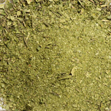 Close-up of green powdered and crushed kawakawa leaves, the botanical ingredient image for Biologi Hydra Balance Bio Cellulose Sheet Mask.