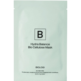 Biologi Hydra Balance Bio Cellulose Sheet Mask in a sealed single pale green sachet with black Biologi branding, shown front-facing on white.