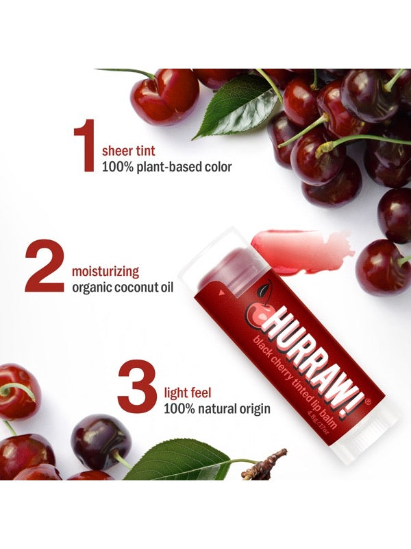 Ingredients and product information for Hurraw! Organic Lip Balm - Black Cherry 4.8g