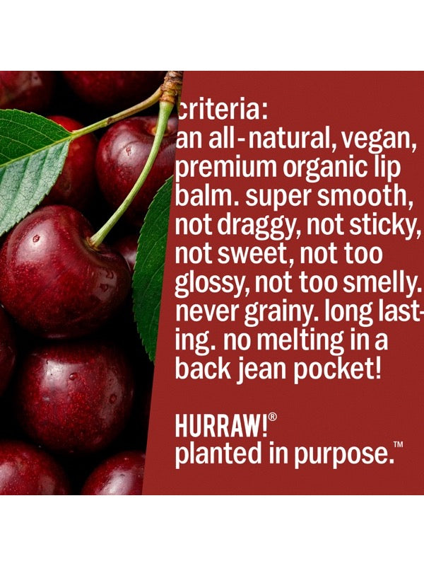 Product standards and certifications for Hurraw! Organic Lip Balm - Black Cherry 4.8g