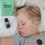 Child sleeping with a Black Chicken Inhale essential oil patch