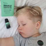 Child sleeping with a Black Chicken Inhale essential oil patch