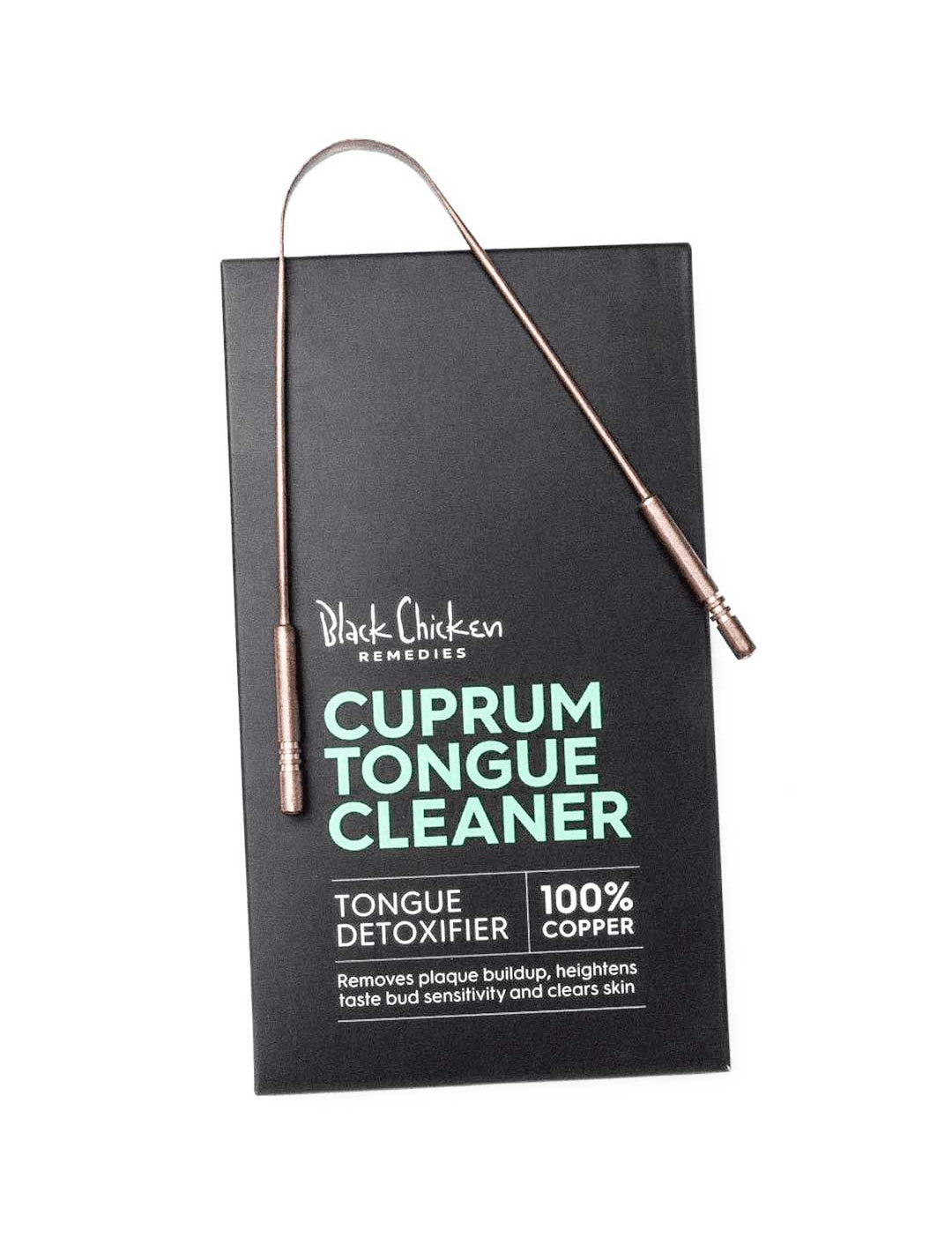 Cuprum tongue cleaner from Black Chicken Remedies brand with packaging on a white background