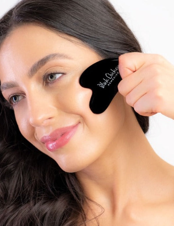 Pure black obsidian stone facial massager – Black Chicken Remedies Black Obsidian Gua Sha