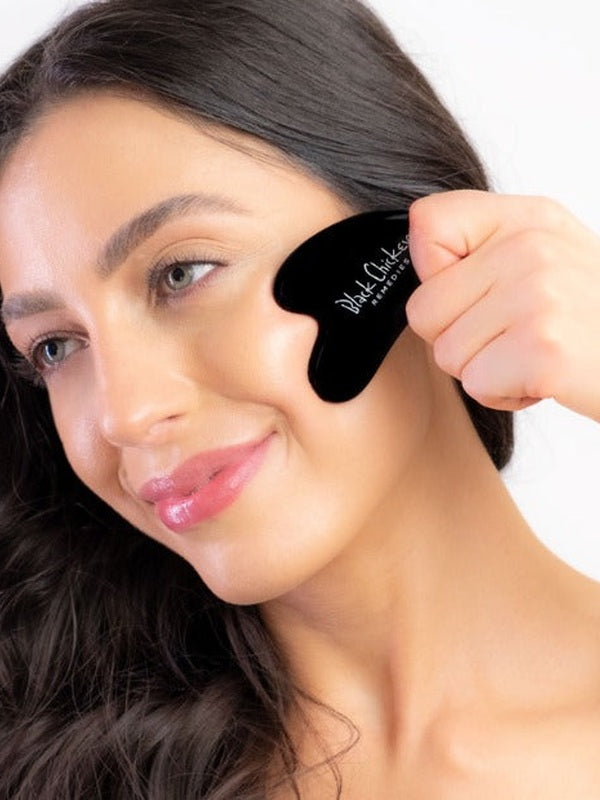 Pure black obsidian stone facial massager – Black Chicken Remedies Black Obsidian Gua Sha
