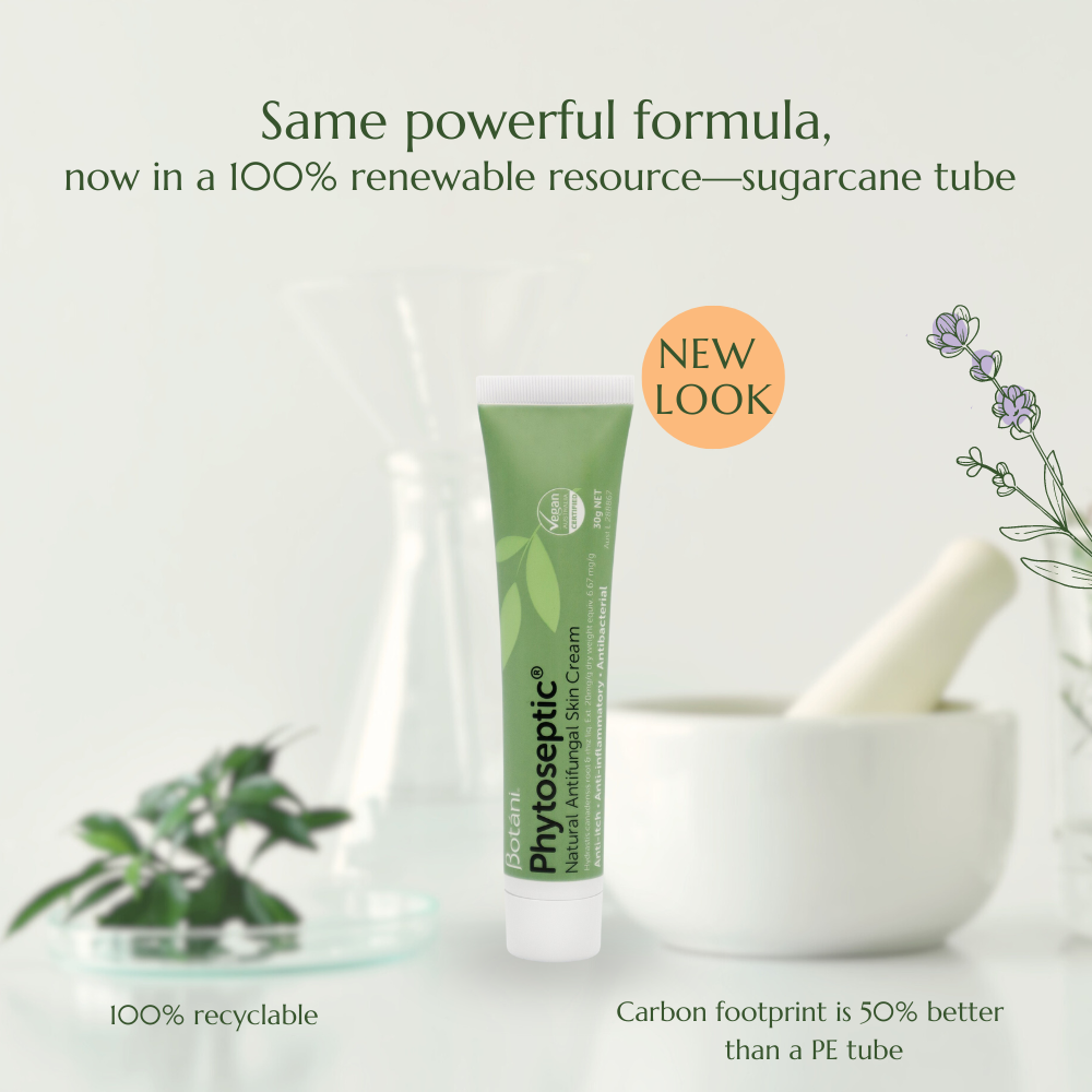 Botani Phytoseptic Natural Antifungal Skin Cream with botanical and laboratory styling