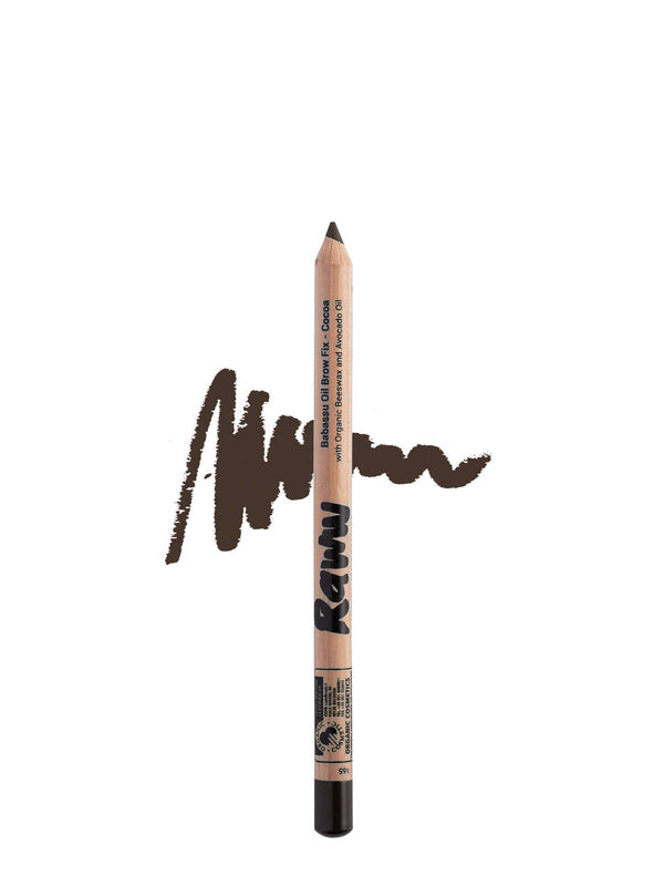 Raww Babassu Oil Brow Fix in Cocoa with swatch