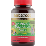 Herbs of Gold Children's Magnesium Care 60 tablets bottle, strawberry-vanilla flavour
