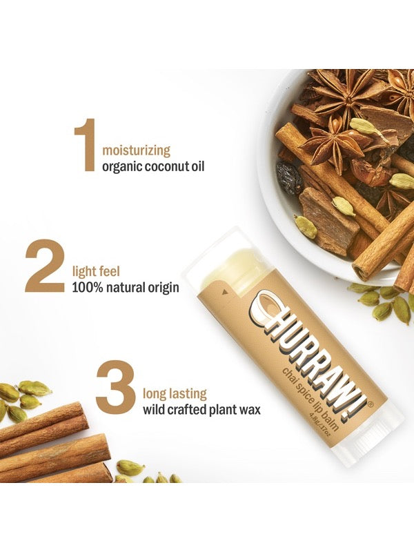 Ingredients and product information for Hurraw! Organic Lip Balm - Chai Spice 4.8g