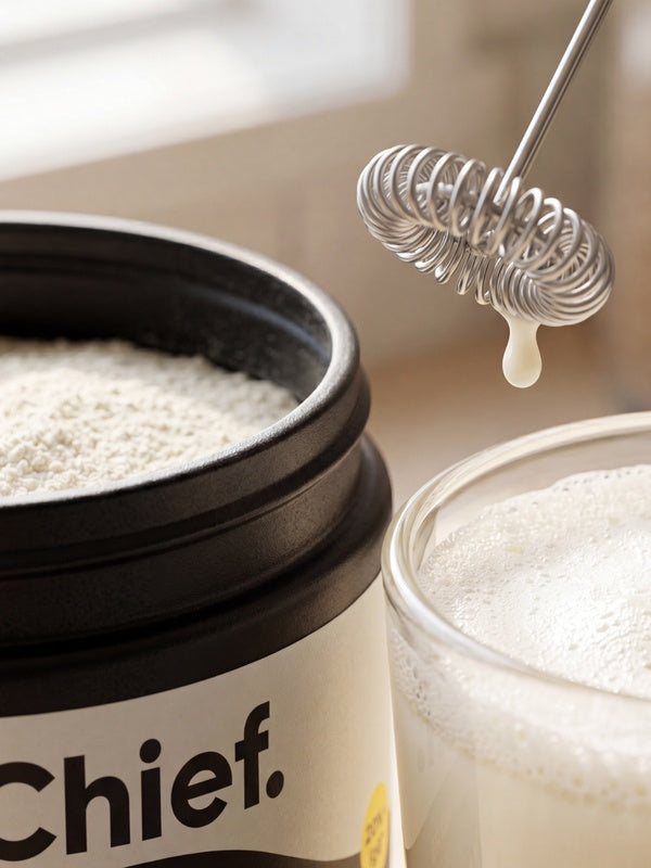 Chief Gut Health Colostrum powder with prepared drink