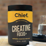 CHIEF Creatine Focus with a measured serve on a kitchen bench