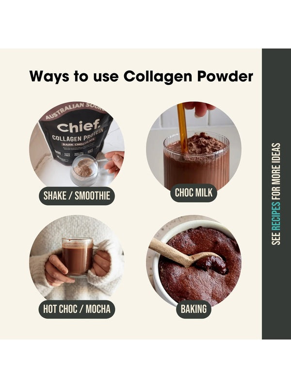 Ways to use CHIEF Dark Chocolate Collagen Protein