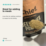 Customer review with a spoonful of CHIEF Organic Beef Liver Powder