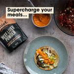 CHIEF Organic Beef Liver Powder served with a prepared meal
