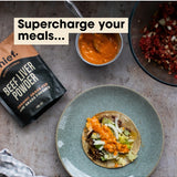 CHIEF Organic Beef Liver Powder served with a prepared meal
