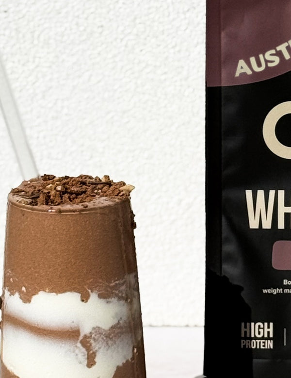 Chief Smooth Chocolate Whey Protein with chocolate drink