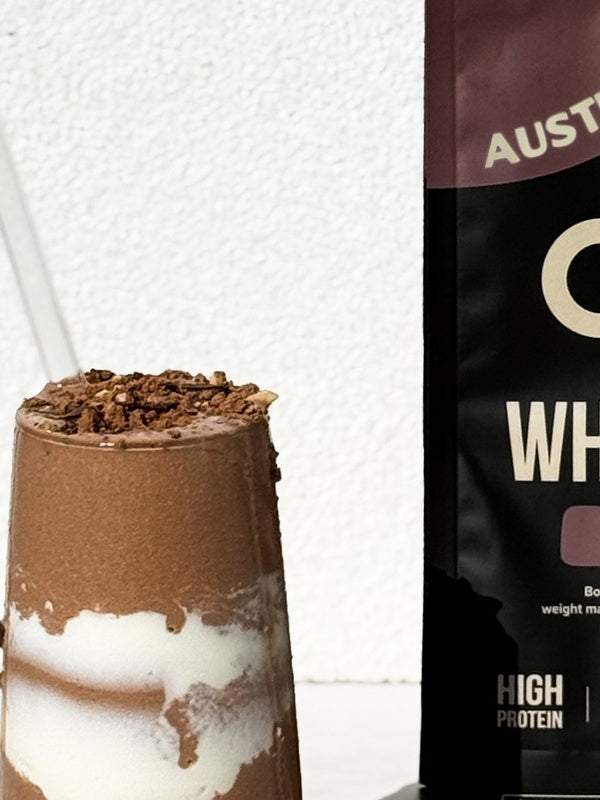 Chief Smooth Chocolate Whey Protein with chocolate drink