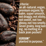 Product standards and certifications for Hurraw! Organic Lip Balm - Chocolate 4.8g