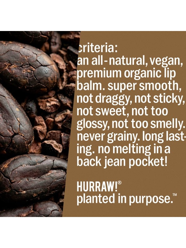 Product standards and certifications for Hurraw! Organic Lip Balm - Chocolate 4.8g