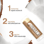 Ingredients and product information for Hurraw! Organic Lip Balm - Coconut 4.8g