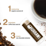 Ingredients and product information for Hurraw! Organic Lip Balm - Coffee 4.8g