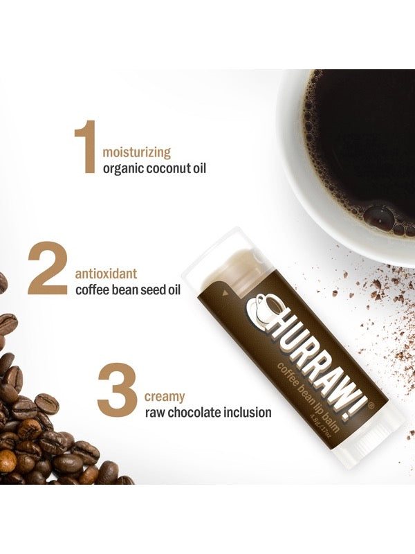 Ingredients and product information for Hurraw! Organic Lip Balm - Coffee 4.8g