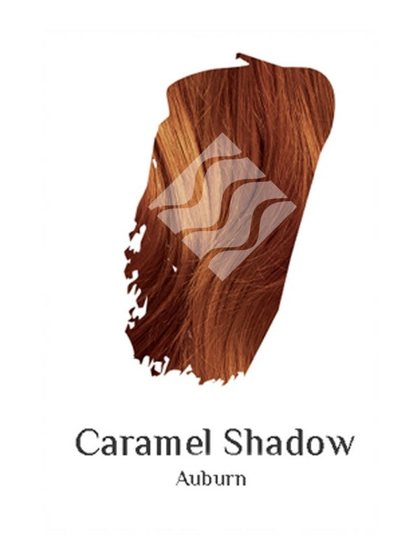 Desert Shadow Organic Hair Colour – official Auburn hair-colour result swatch, shade Caramel Shadow, SKU Cara-100