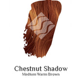 Desert Shadow Organic Hair Colour – official Medium Warm Brown hair-colour result swatch, shade Chestnut Shadow, SKU Chest-100