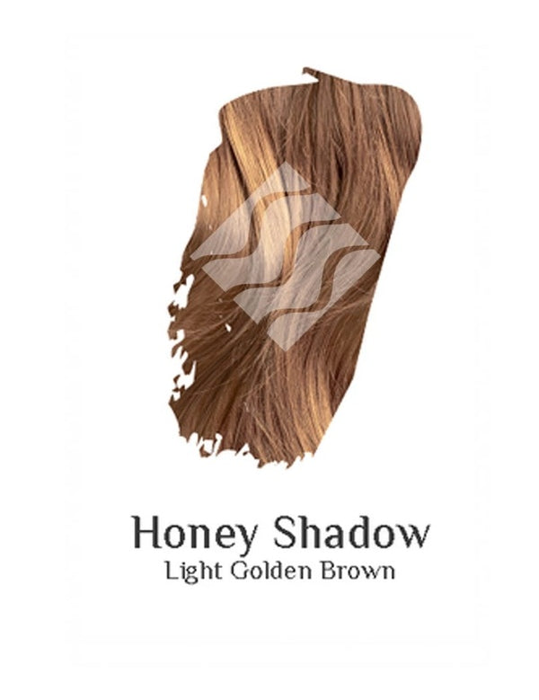 Desert Shadow Organic Hair Colour – official Light Golden Brown hair-colour result swatch, shade Honey Shadow, SKU Hon-100