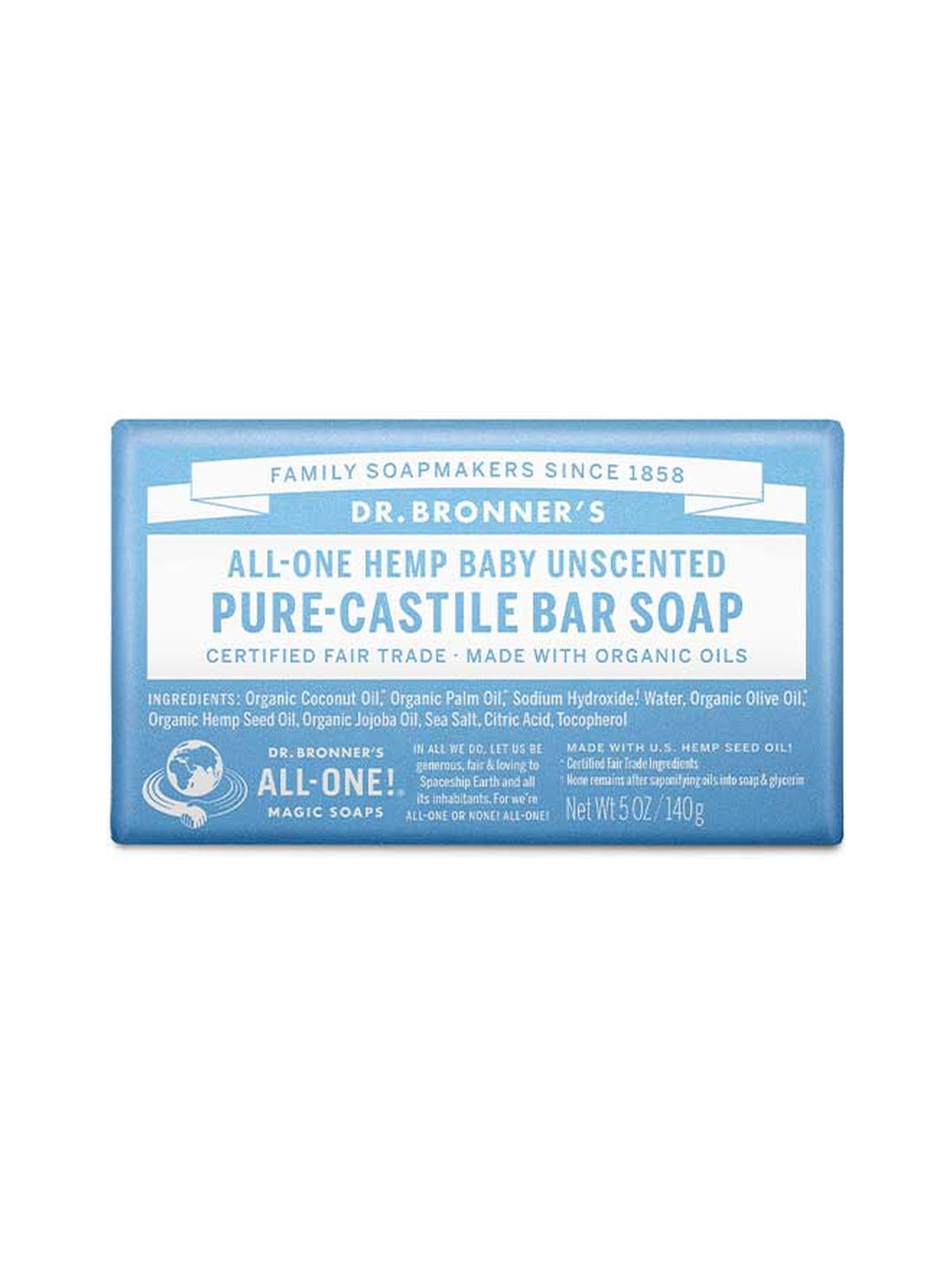 Dr. Bronner's Pure-Castile Bar Soap Baby Unscented 140g