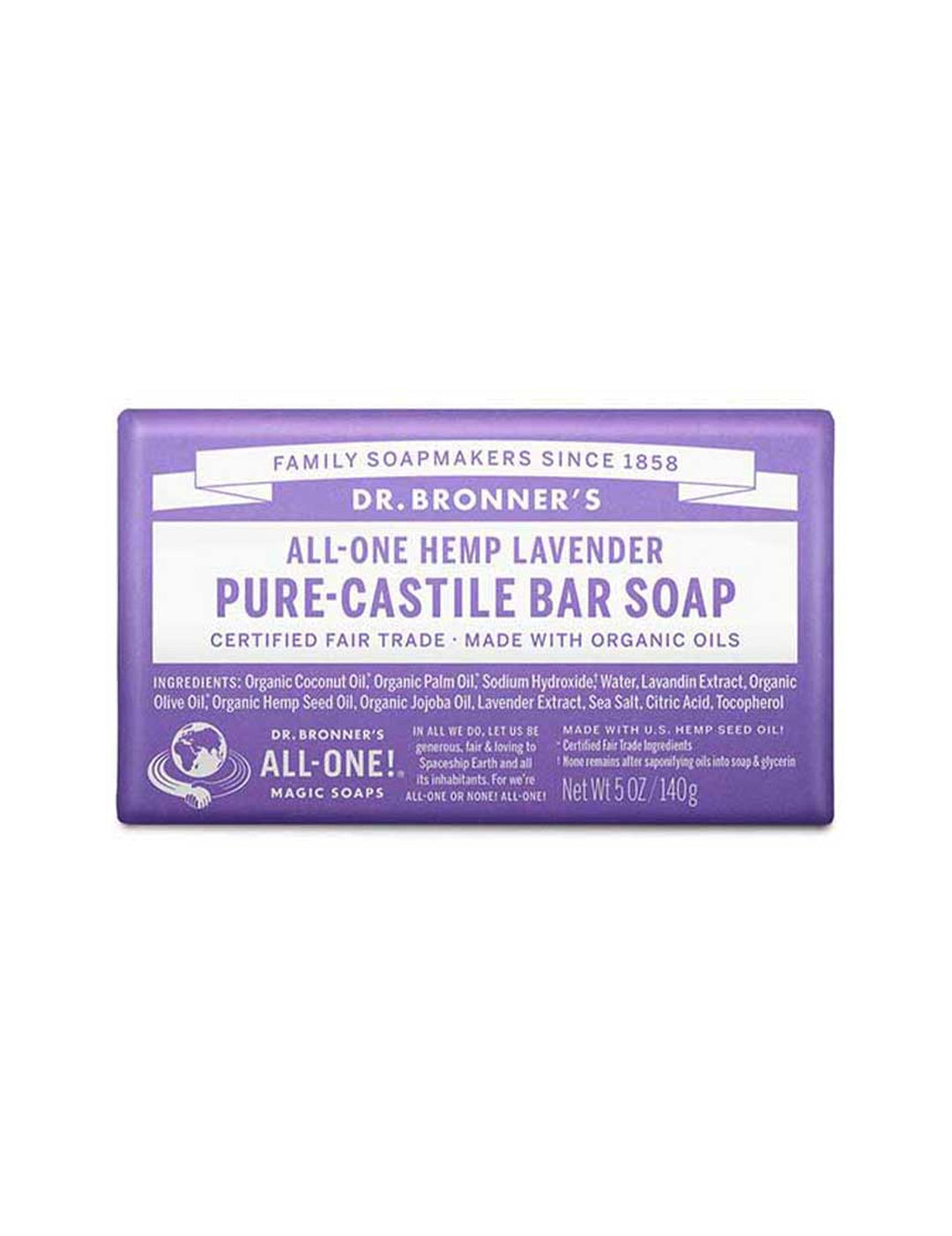 Dr. Bronner's Pure-Castile Bar Soap Lavender 140g