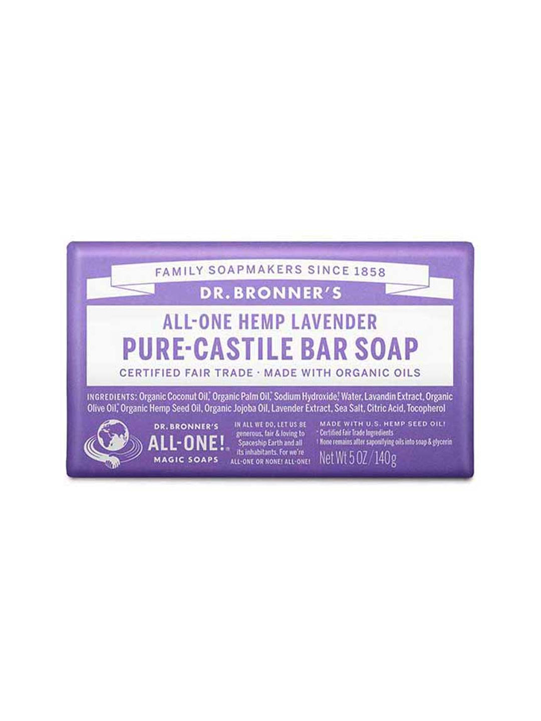 Dr. Bronner's Pure-Castile Bar Soap Lavender 140g