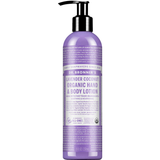 Dr. Bronner's Lavender Coconut Organic Hand & Body Lotion 237ml in a purple bottle with a black pump and white printed label, shown front-facing and centred on a plain white background.