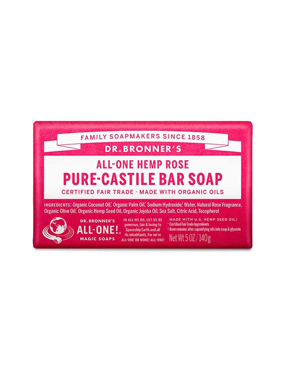 Dr. Bronner's Pure-Castile Bar Soap Rose 140g