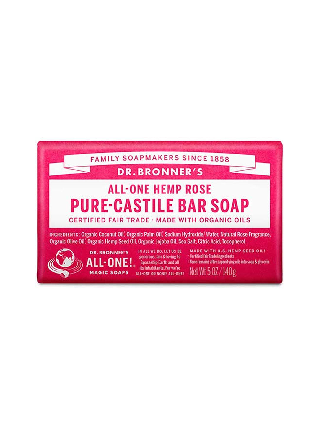 Dr. Bronner's Pure-Castile Bar Soap Rose 140g