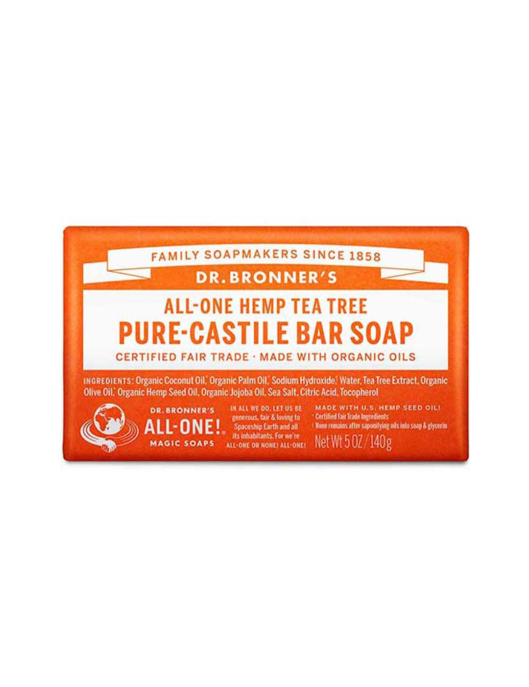 Dr. Bronner's Pure-Castile Bar Soap Tea Tree 140g