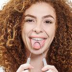Person using Dr Tung's Copper Tongue Cleaner