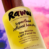 Lifestyle photo of Raww Day Warrior Light Facial Oil
