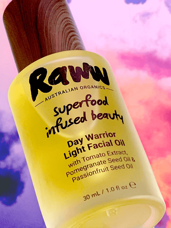 Lifestyle photo of Raww Day Warrior Light Facial Oil