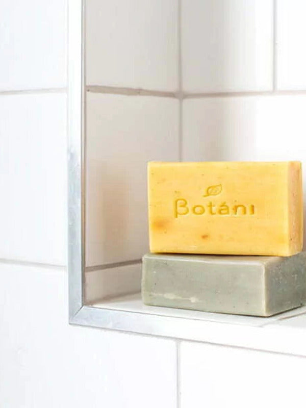 Botani Eco Clear Body Bar 125g — body bar on bathroom shelf