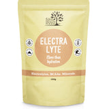 Pale yellow Eden Healthfoods Electra-Lyte Pineapple and Apple pouch standing upright, with a tan circular title panel and a horizontal band reading Electrolytes, BCAAs, Minerals.