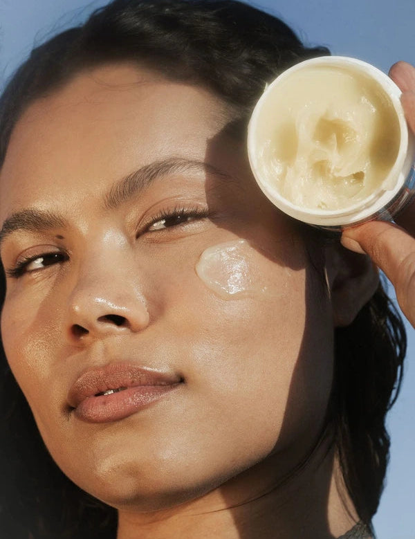 Egyptian Magic cream applied to the face