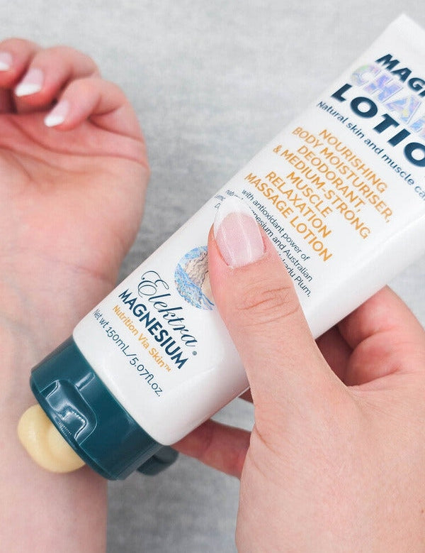 Elektra Magnesium Charge Lotion application