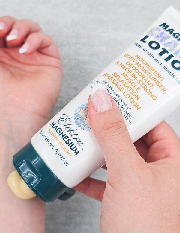 Elektra Magnesium Charge Lotion application