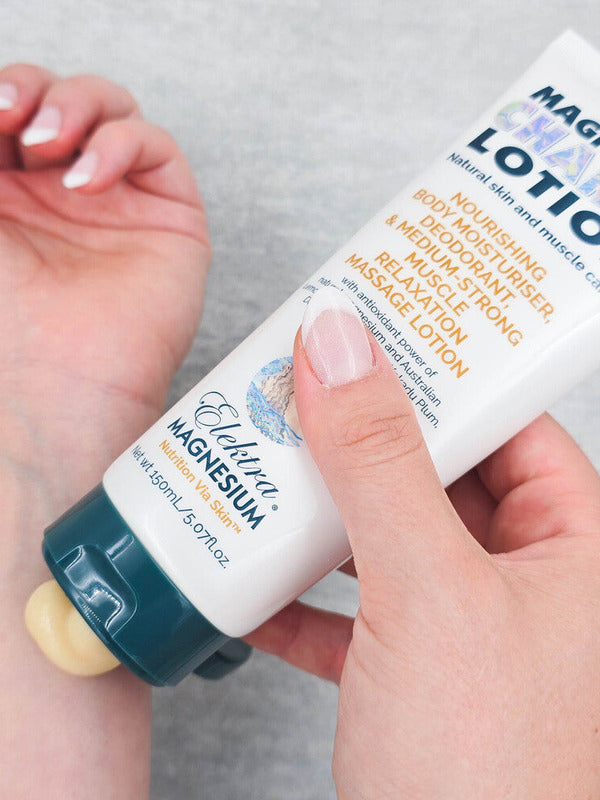 Elektra Magnesium Charge Lotion application