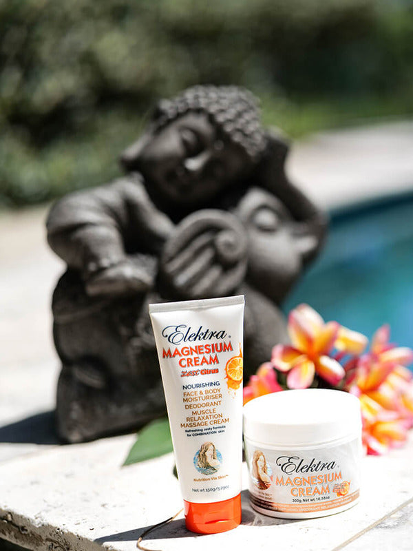 Elektra Zest Citrus Magnesium Cream pool lifestyle
