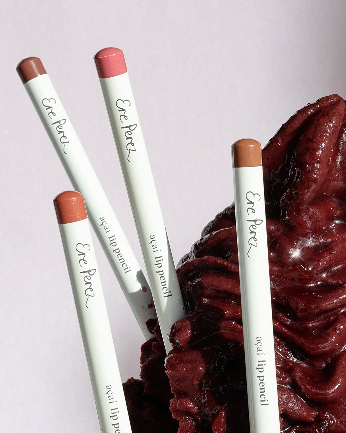Ere Perez Acai Lip Pencils in a styled product image