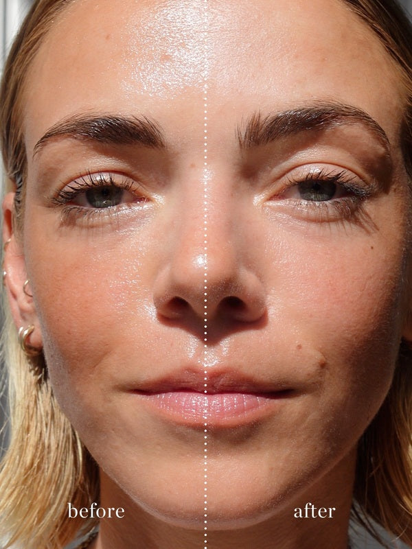 Ere Perez Green Tea Oil Control Paper – skin before and after using blotting paper