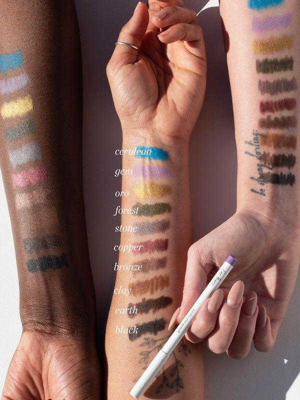 Ere Perez Jojoba Eye Pencils 1.1g – colourful Jojoba Eye Pencil swatches on different skin tones